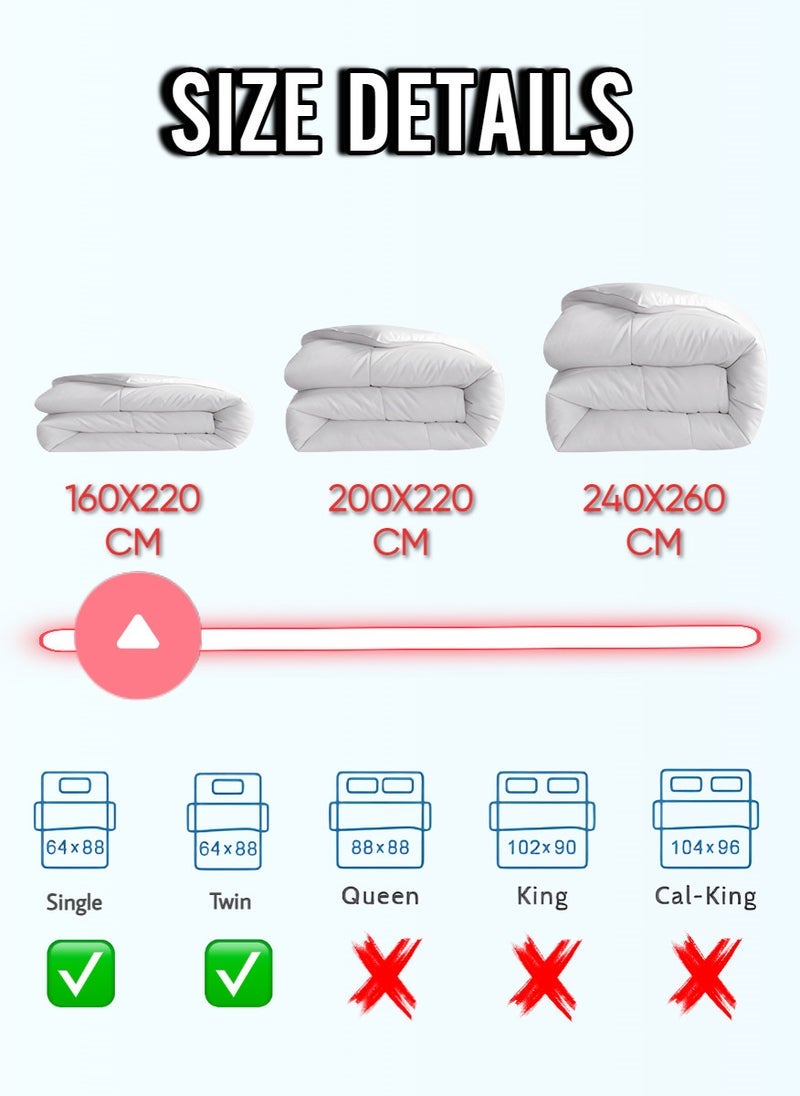 Blueberry White Colour Soft Solid Single Size Duvet Microfiber160x220cm - Image 3