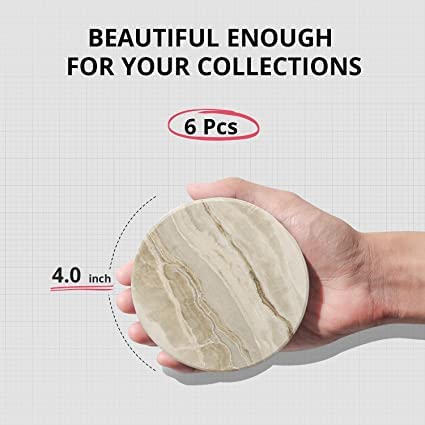 Dhadh 4 inch Drink Coasters with Holder, Marble Style Absorbent Coaster, Set of 6 (Drink Coasters with Holder) - Image 4