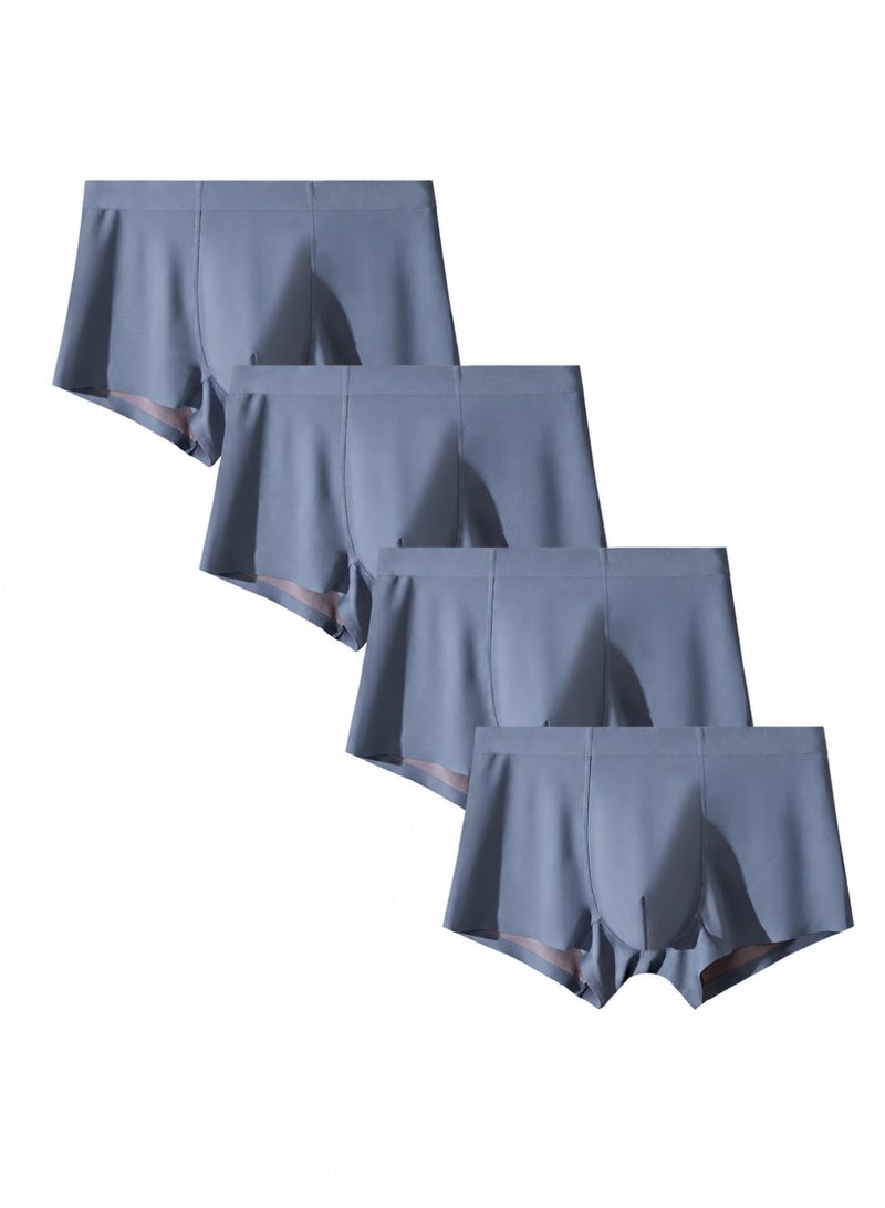 Men's Modal Boxer Briefs 4 Pack Antibacterial Mulberry Silk Crotch Ultra Soft Moisture Wicking No Ride Up L-3XL Daily Wear - Image 1