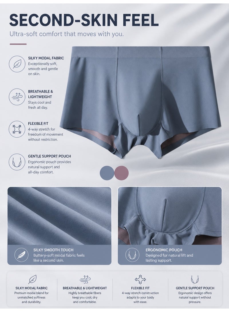 Men's Modal Boxer Briefs 4 Pack Antibacterial Mulberry Silk Crotch Ultra Soft Moisture Wicking No Ride Up L-3XL Daily Wear - Image 5
