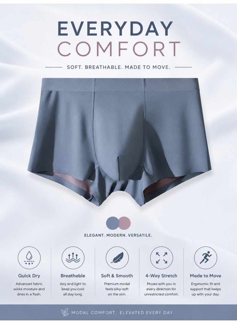 Men's Modal Boxer Briefs 4 Pack Antibacterial Mulberry Silk Crotch Ultra Soft Moisture Wicking No Ride Up L-3XL Daily Wear - Image 3