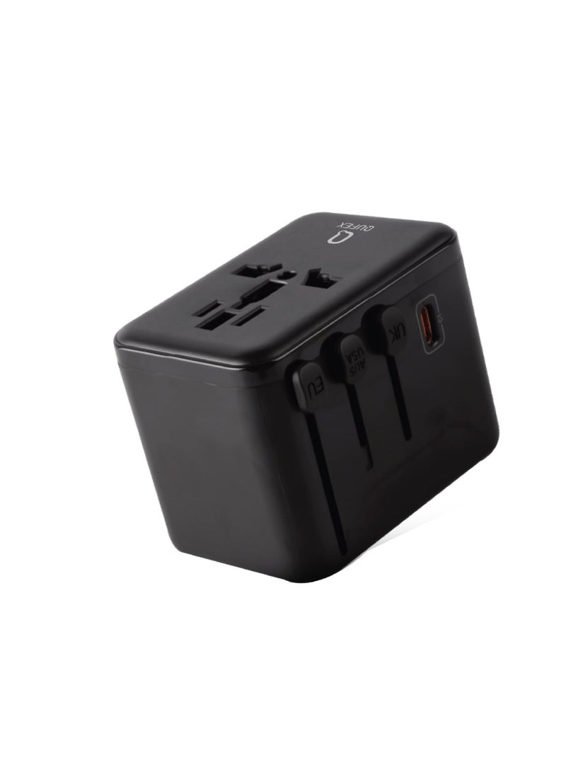 كيفكس كيوفكس محول سفر عالمي GaN بقدرة 35 واط شحن سريع متعدد المنافذ – أسود - Image 4
