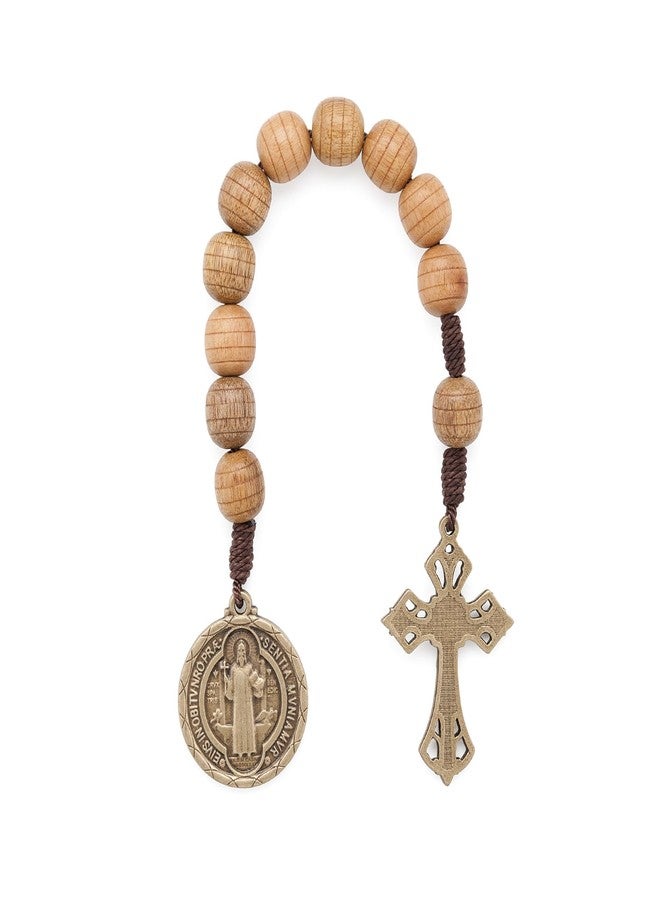 Intercession St Benedict Wood One Decade Rosary, 10mm Beads - Image 2