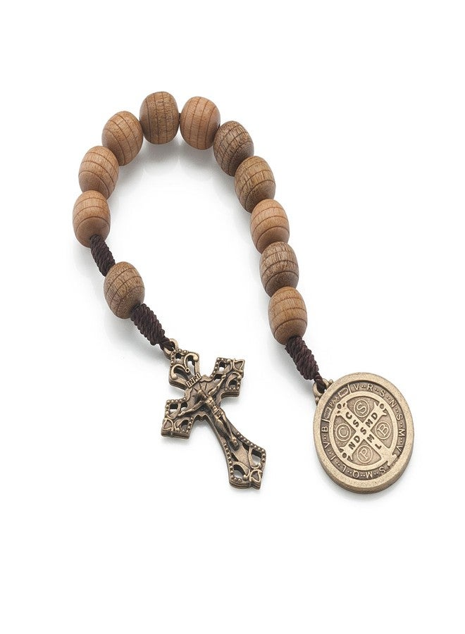 Intercession St Benedict Wood One Decade Rosary, 10mm Beads - Image 3