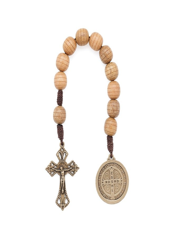 Intercession St Benedict Wood One Decade Rosary, 10mm Beads - Image 1