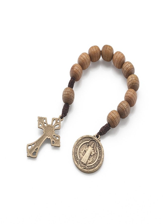 Intercession St Benedict Wood One Decade Rosary, 10mm Beads - Image 5