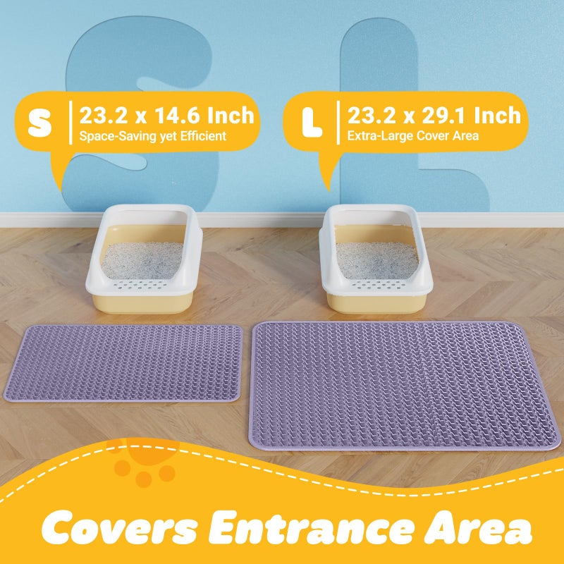 Powools Cat Litter Mat - 23.2'' x 14.6'' Small Litter Trapping Mat, Easy to Clean Litter Box Mat, Waterproof, Urine-Proof, Non-Slip Kitty Litter Mats for Floor, Purple - Image 2