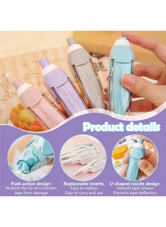 HY 4 Pcs Refillable Retractable White Out Tape, White Out Correction Tape Easy to Use Applicator, Pen Shaped Whiteout Tape for Instant Corrections Office School Supplies  - Image 3