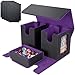 AFIING MTG Commander Deck Box 200 Double Sleeved Cards Storage 3in1 Magnetic Card Case Organizer for Magic The Gathering TCG CCG 4 Dividers 2 Toploaders BlackPurple - Image 3