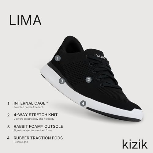 Kizik Lima Slip On Sneakers: Comfortable All-Day Wear, Hands Free Convenience, Mens & Womens Walking Shoes with Arch Support, Wide Toe Box Available - Black Wide M6 / W7.5 - Image 3