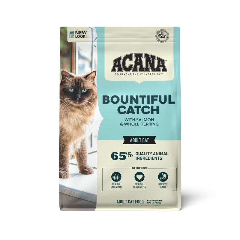 ACANA Dry Cat Food Bountiful Catch Salmon Catfish and Herring 4lb Bag - Image 1