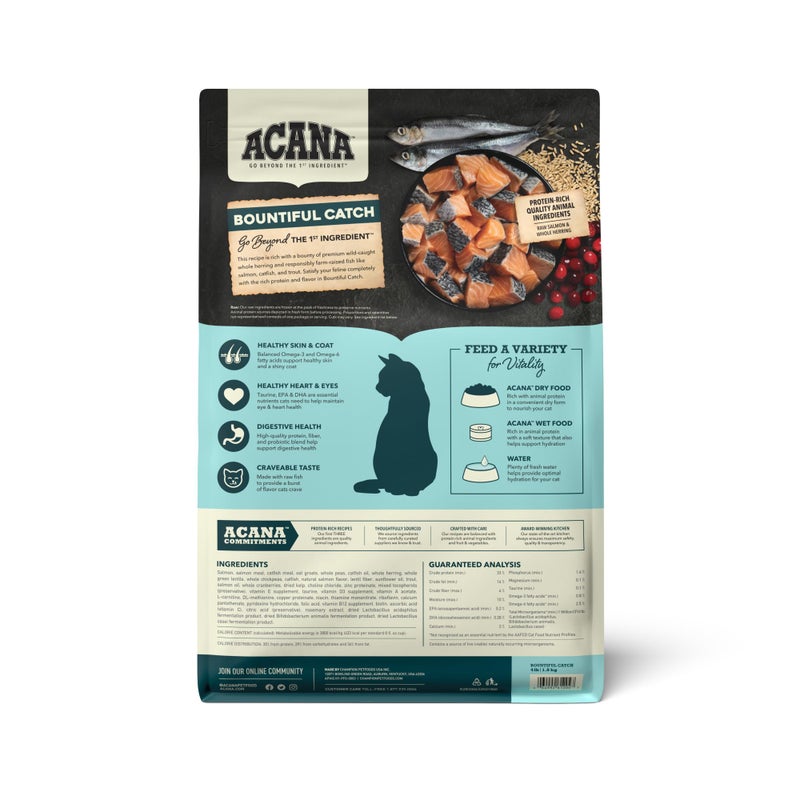 ACANA Dry Cat Food Bountiful Catch Salmon Catfish and Herring 4lb Bag - Image 2