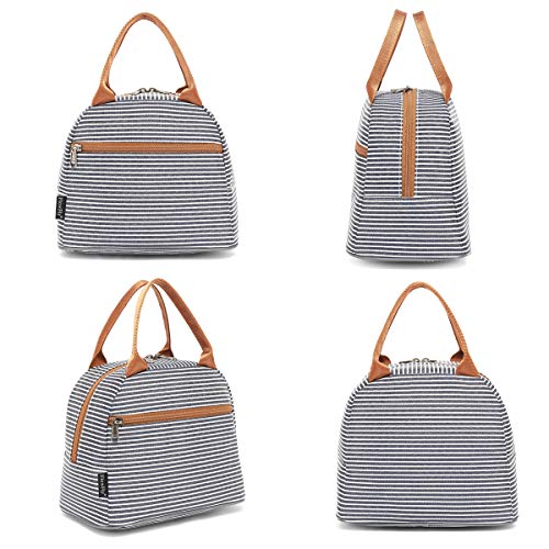 FlowFly Insulated Lunch Cooler Bag - Tote Bag Organizer for Women/Men, White&Black Stripe - Image 5