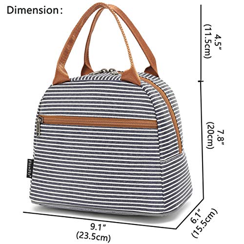 FlowFly Insulated Lunch Cooler Bag - Tote Bag Organizer for Women/Men, White&Black Stripe - Image 3