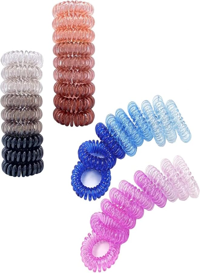 Spiral Hair Tie, 36 Pack - Phone Cord Hair Ties, Coil Hair Ties, Hair Coils for Women, Multicolor, Waterproof, Hygienic