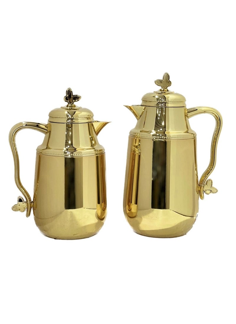 Home Maker 2-Piece  Tea & Coffee Flask Gold  - Image 2