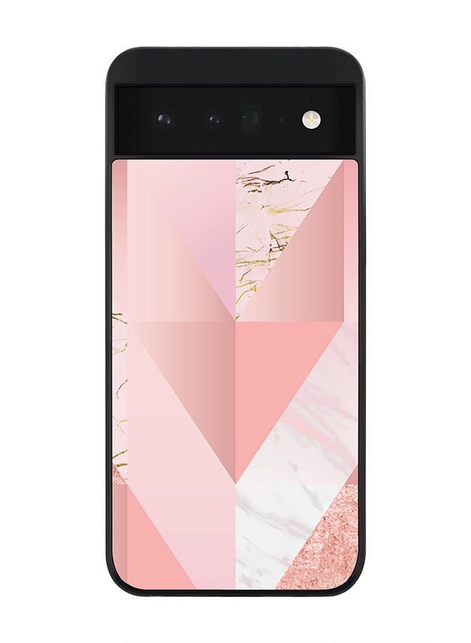 Stylizedd Rugged Black edge case for Google Pixel 6 5G Slim fit Soft Case Flexible Rubber Edges Anti Drop TPU Gel Thin Cover - Marble Pink Vintage - Image 1