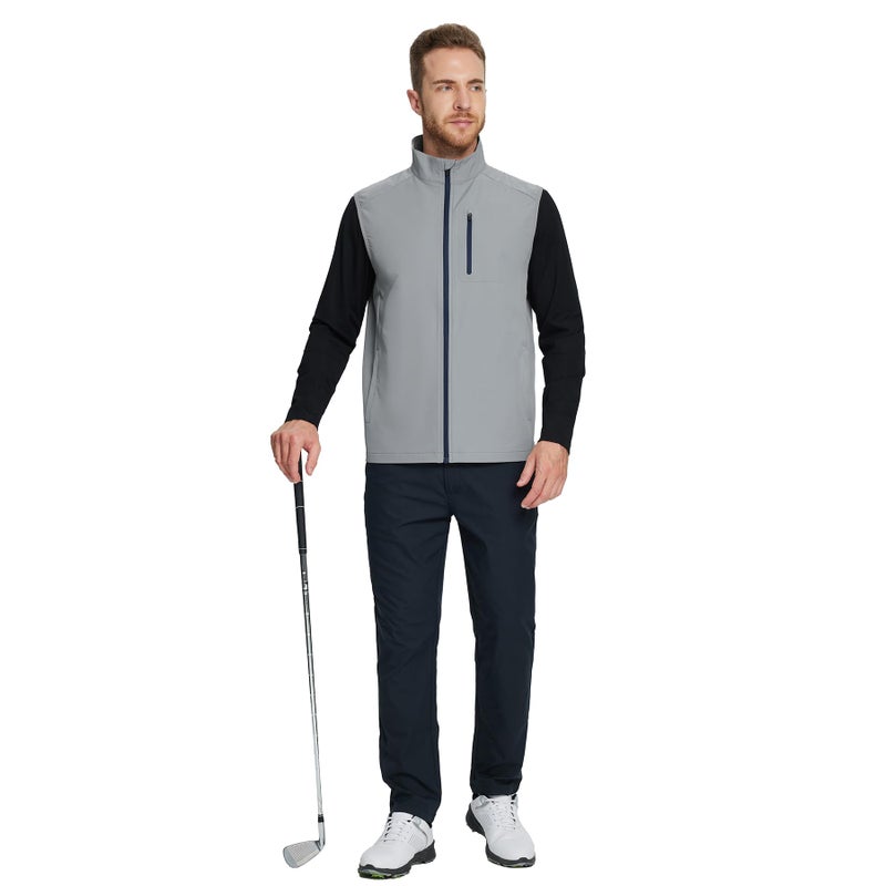 M MAELREG Golf Vest for Men Windproof Travel Zip Up Sleeveless Jacket Lightweight Softshell Mens Vests Outerwear - Image 2
