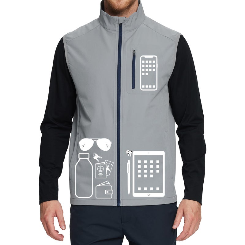 M MAELREG Golf Vest for Men Windproof Travel Zip Up Sleeveless Jacket Lightweight Softshell Mens Vests Outerwear - Image 5