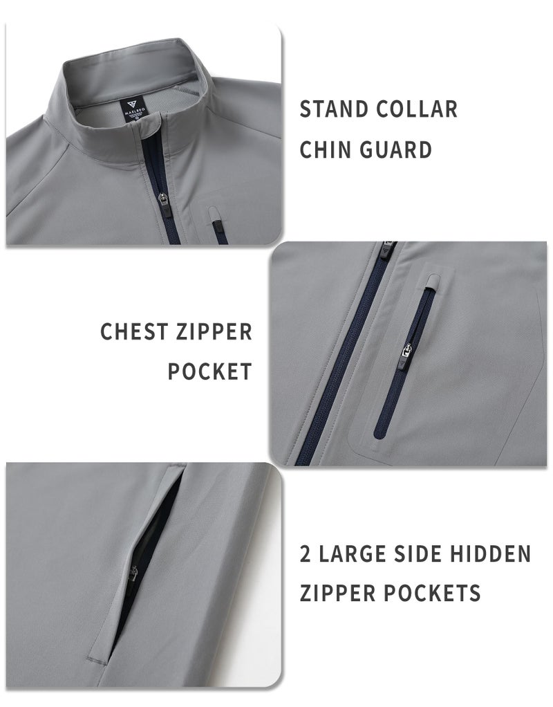 M MAELREG Golf Vest for Men Windproof Travel Zip Up Sleeveless Jacket Lightweight Softshell Mens Vests Outerwear - Image 4