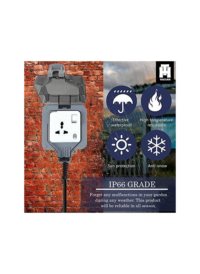 Hassan Hassan waterproof outdoor socket extension 13A single universal IP66 (10m)  - Image 5