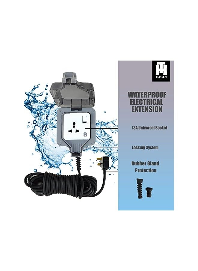 Hassan Hassan waterproof outdoor socket extension 13A single universal IP66 (10m)  - Image 4