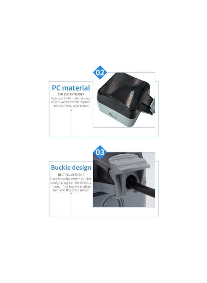 Hassan Hassan waterproof outdoor socket extension 13A single universal IP66 (10m)  - Image 3
