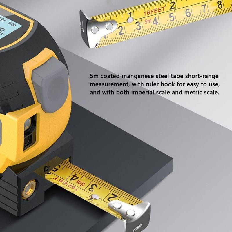 3in1 Laser Rangefinder 5m Tape Measure Ruler LCD Display with Backlight Distance Meter Building Measurement Device Area Volumes Surveying Equipment - Image 5