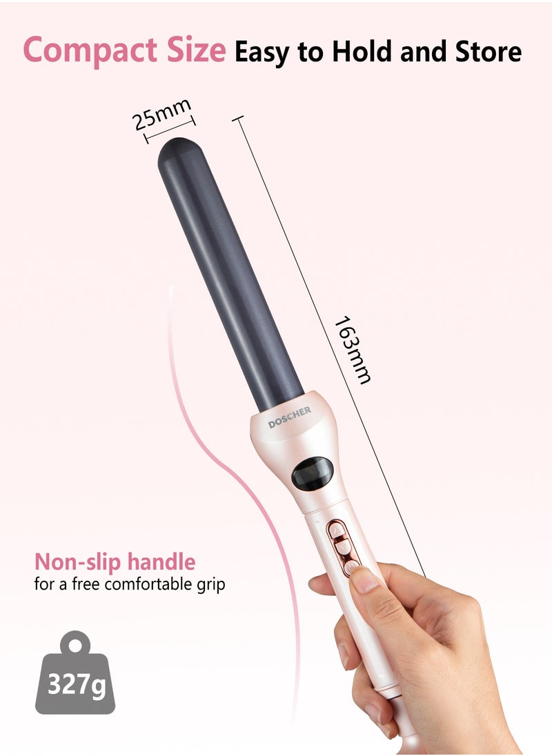 DOSCHER - 25mm Ceramic Curling Iron, Professional Clipless Hair Curler, Adjustable Temperature with LED Display & Ionic Technology for Smooth, Frizz-Free Curls - Image 1