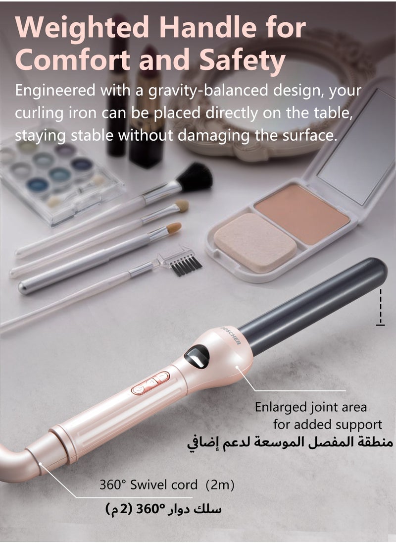 DOSCHER - 25mm Ceramic Curling Iron, Professional Clipless Hair Curler, Adjustable Temperature with LED Display & Ionic Technology for Smooth, Frizz-Free Curls - Image 1