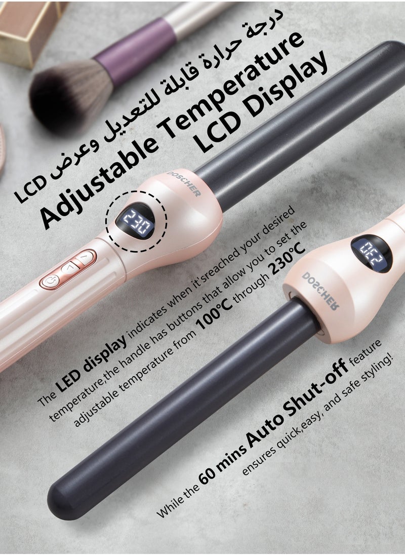DOSCHER - 25mm Ceramic Curling Iron, Professional Clipless Hair Curler, Adjustable Temperature with LED Display & Ionic Technology for Smooth, Frizz-Free Curls - Image 1