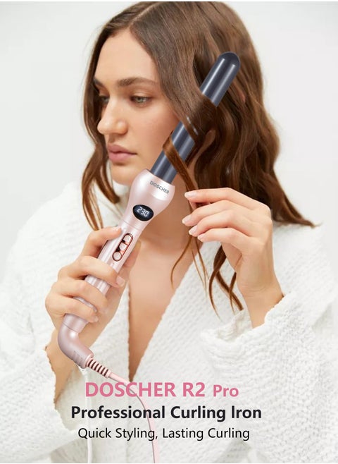 25mm Ceramic Curling Iron, Professional Clipless Hair Curler, Adjustable Temperature with LED Display & Ionic Technology for Smooth, Frizz-Free Curls