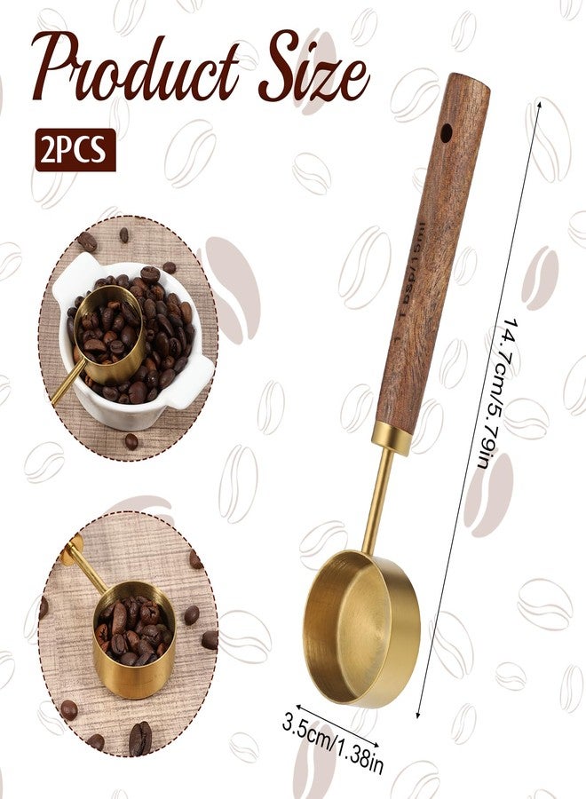 Xyembu 2 Pcs Stainless Steel Wood Teaspoon Scoop,15 ML Tablespoon Coffee Scoop, Wood Long Handle Coffee-Bean Scoops, Measuring Scoops for Coffee, Tea, Spices (15ML, 5.8 Inch) - Image 2