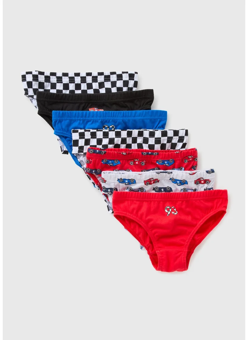 Matalan 7 Pack Multicolour Racing Car Briefs