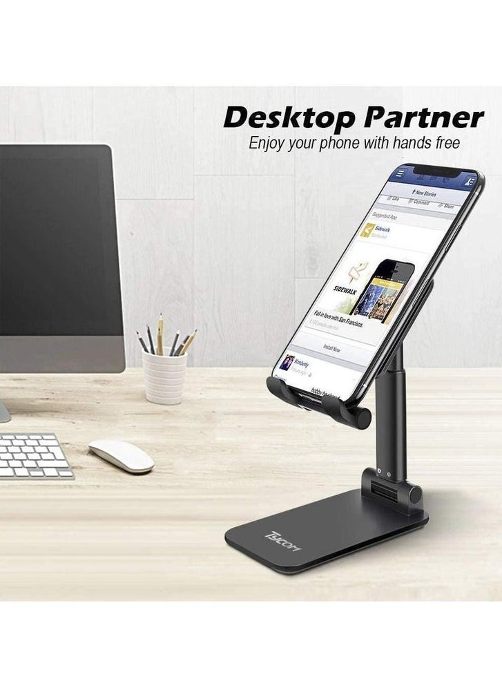 ELTRAZONE Cell Phone Stand Adjustable Foldable Desktop Tablet Stand Holder | Universal Mobile Phone Stand for Desk | Double Adjustable Phone Holder Compatible with iPhone, Android, iPad, Tablet | Foldable Phone Dock with Anti-Slip Base  - Image 4