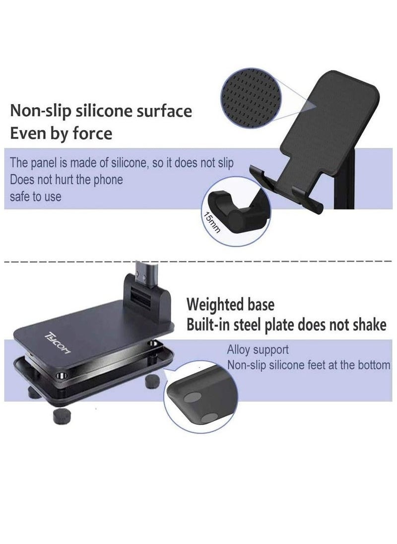 ELTRAZONE Cell Phone Stand Adjustable Foldable Desktop Tablet Stand Holder | Universal Mobile Phone Stand for Desk | Double Adjustable Phone Holder Compatible with iPhone, Android, iPad, Tablet | Foldable Phone Dock with Anti-Slip Base  - Image 3