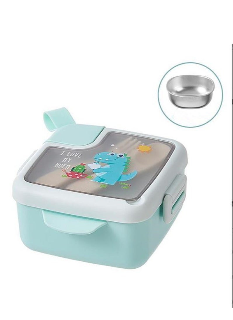 Golden - Children's Stainless Steel Insulated lunch Box Baby Go Out Convenient Color Lunch Box Baby Meal Packaging Bowl Supplementary Food Bowl(Green) - Image 1