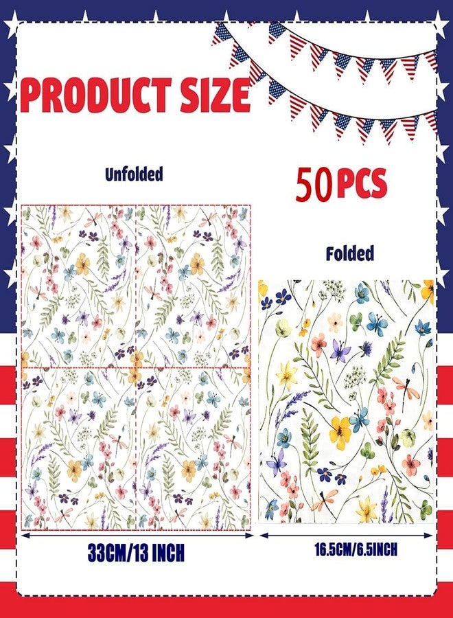HSPAIDYP 50 Pack Wildflower Napkins Wildflower Party Supplies Colorful Floral Cocktail Napkins Paper Butterfly Floral Napkins for Spring Summer Wedding Tea Wildflower Birthday Party Decor (50) - Image 3