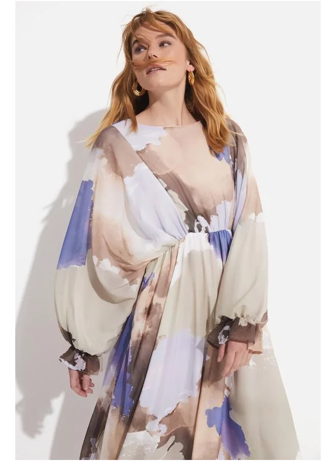 جون June Women Patterned A-Line Maxi Dress Tan