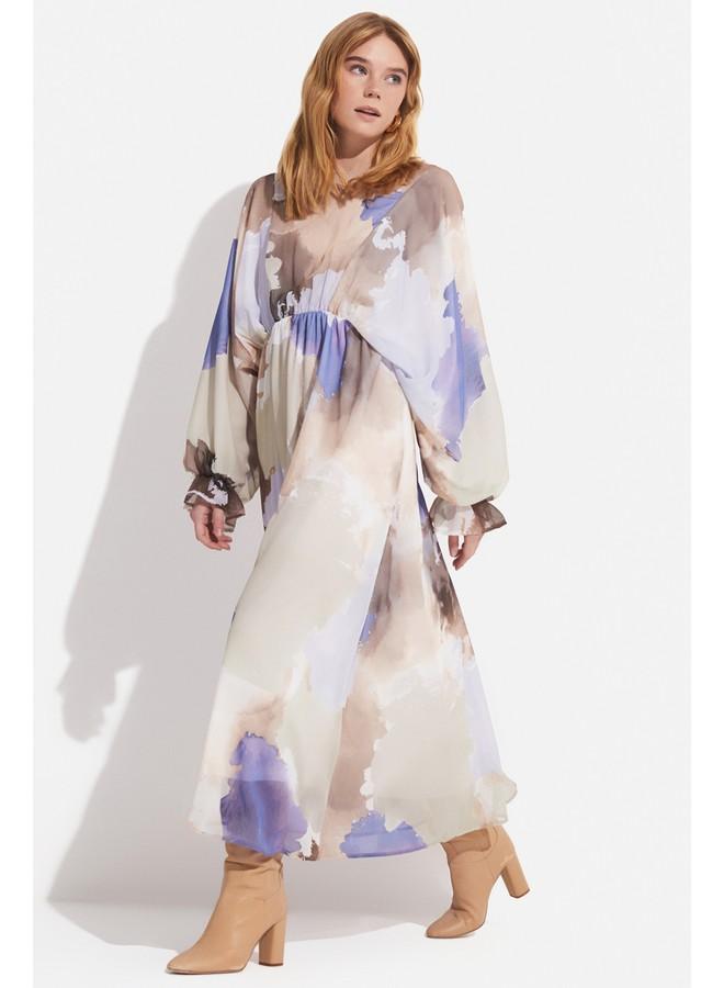 جون فستان شيفون بألوان مائية - Image 4