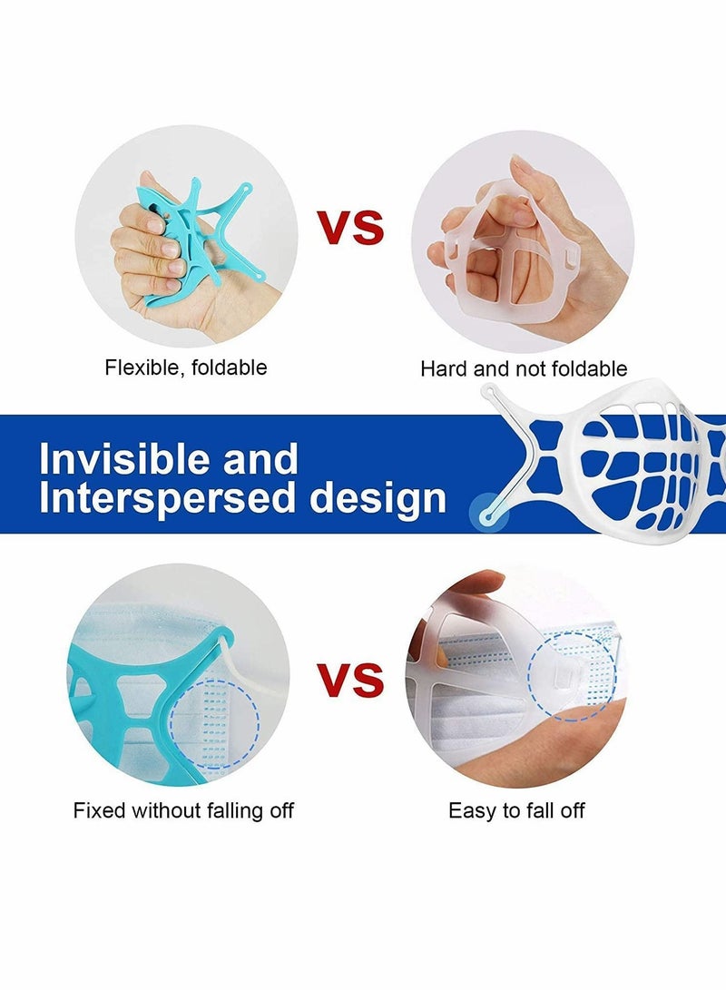 Generic 3D Mask Bracket Silicone Face Inner Support Frame For More Breathing Space Keep Fabric Off Mouth Reusable Washable Lipstick Protection Stand (2Pcs Blue) - Image 3