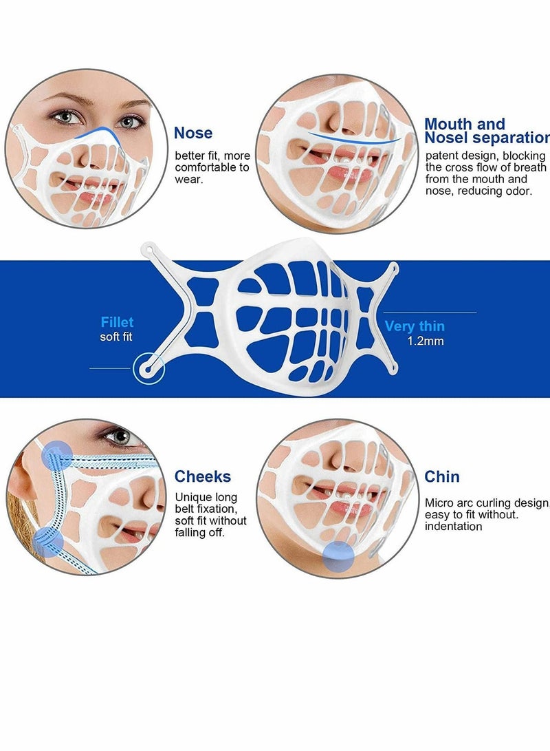 Generic 3D Mask Bracket Silicone Face Inner Support Frame For More Breathing Space Keep Fabric Off Mouth Reusable Washable Lipstick Protection Stand (2Pcs Blue) - Image 2