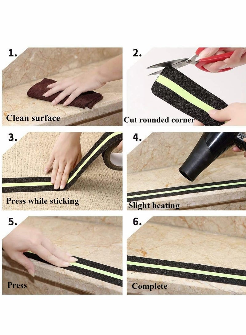 Anti-Slip Grip Tape, Anti Slip Safety, Glowing in Dark Non Adhesive Stair Treads High Traction Grit for Stairs Steps Decking Indoor Outdoor 5m x 5cm - Image 4