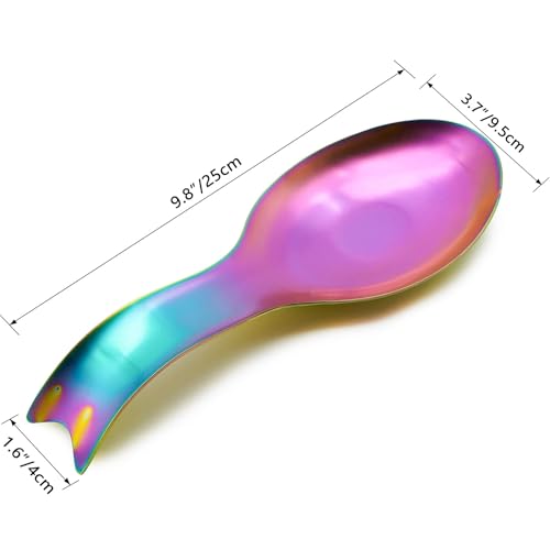 UNIOVC Stainless Steel Spoon Rest,Rainbow Chopstick & Cutlery Rest,Kitchen Spoon Tray Station,Utensil Holder for Spatula,Ladle,Countertop,Coffee Station Utensil Rest 1PCS Fish Shape Spoon Rest - Image 2