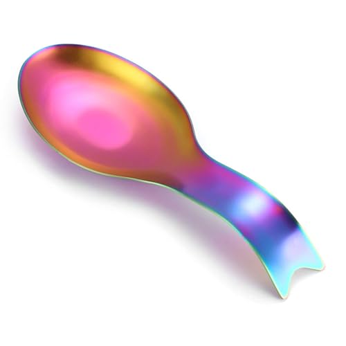 UNIOVC Stainless Steel Spoon Rest,Rainbow Chopstick & Cutlery Rest,Kitchen Spoon Tray Station,Utensil Holder for Spatula,Ladle,Countertop,Coffee Station Utensil Rest 1PCS Fish Shape Spoon Rest - Image 1