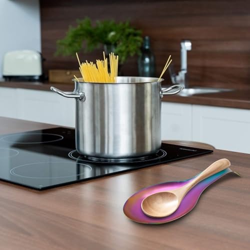 UNIOVC Stainless Steel Spoon Rest,Rainbow Chopstick & Cutlery Rest,Kitchen Spoon Tray Station,Utensil Holder for Spatula,Ladle,Countertop,Coffee Station Utensil Rest 1PCS Fish Shape Spoon Rest - Image 3