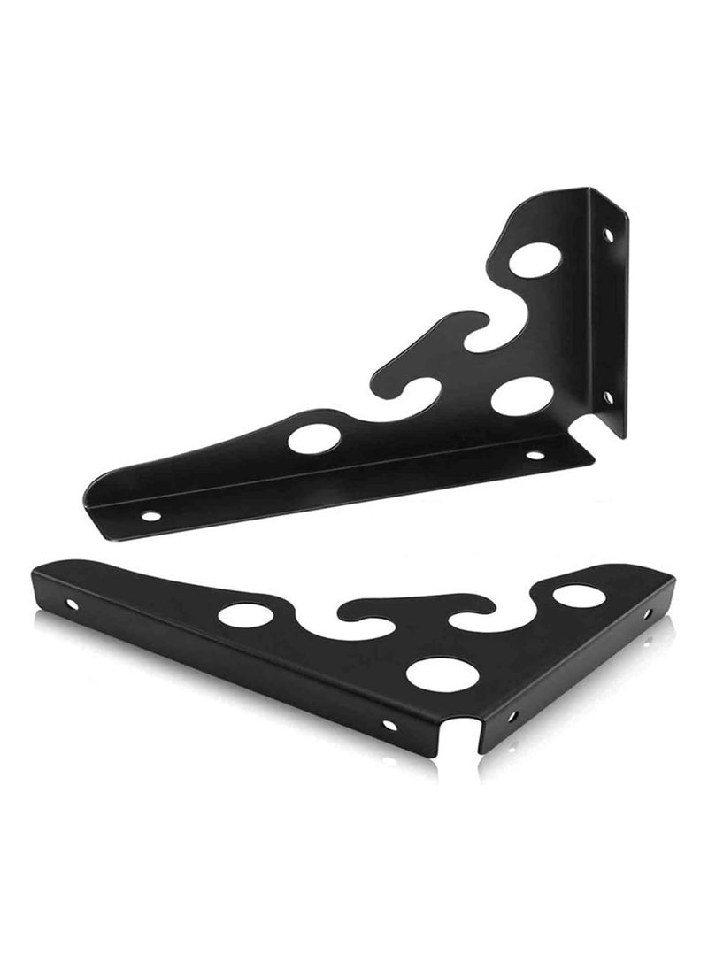 Generic Triangle Wall Bracket Corner Iron Shelving Bracket,for Hanging Floating Shelves Wall Mounted Bracket, 2 Pcs BLACK  - Image 1