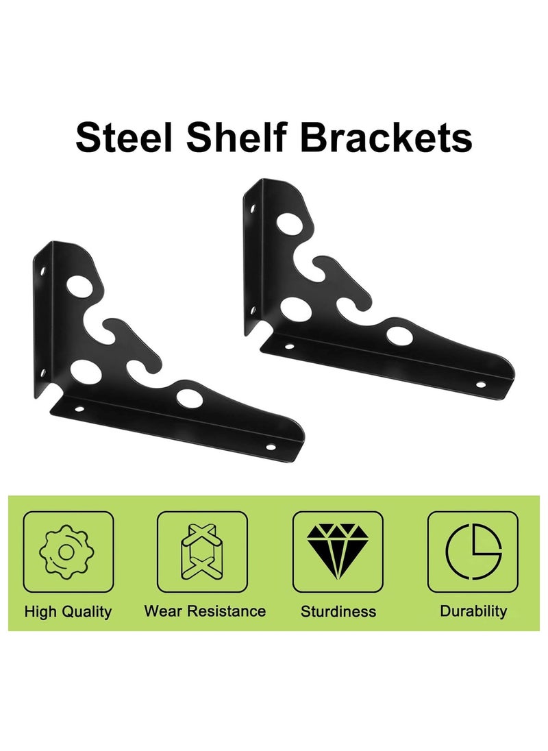 Generic Triangle Wall Bracket Corner Iron Shelving Bracket,for Hanging Floating Shelves Wall Mounted Bracket, 2 Pcs BLACK  - Image 2