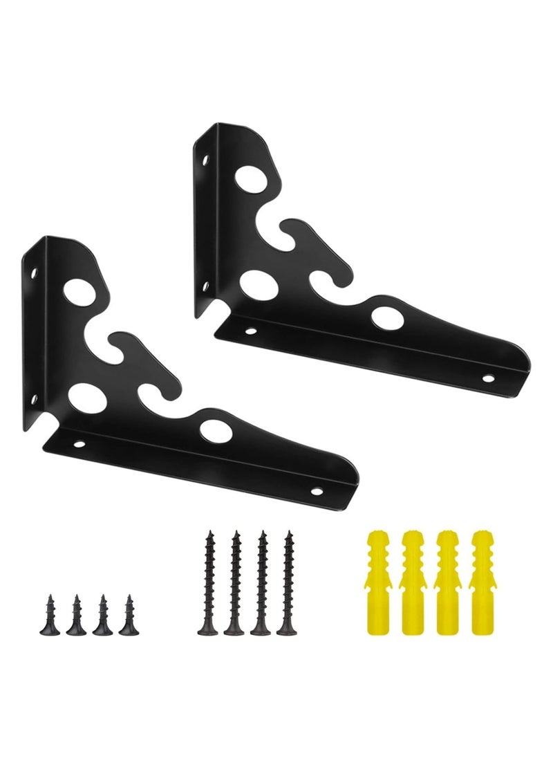 Generic Triangle Wall Bracket Corner Iron Shelving Bracket,for Hanging Floating Shelves Wall Mounted Bracket, 2 Pcs BLACK  - Image 5