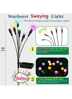 Generic Tonulax Solar Garden Lights Starburst Light Swaying When Wind Blows Solar Lights Outdoor Decorative Color Changing Rgb Light For Yard Patio Pathway Decoration 2 Pack  - Image 2